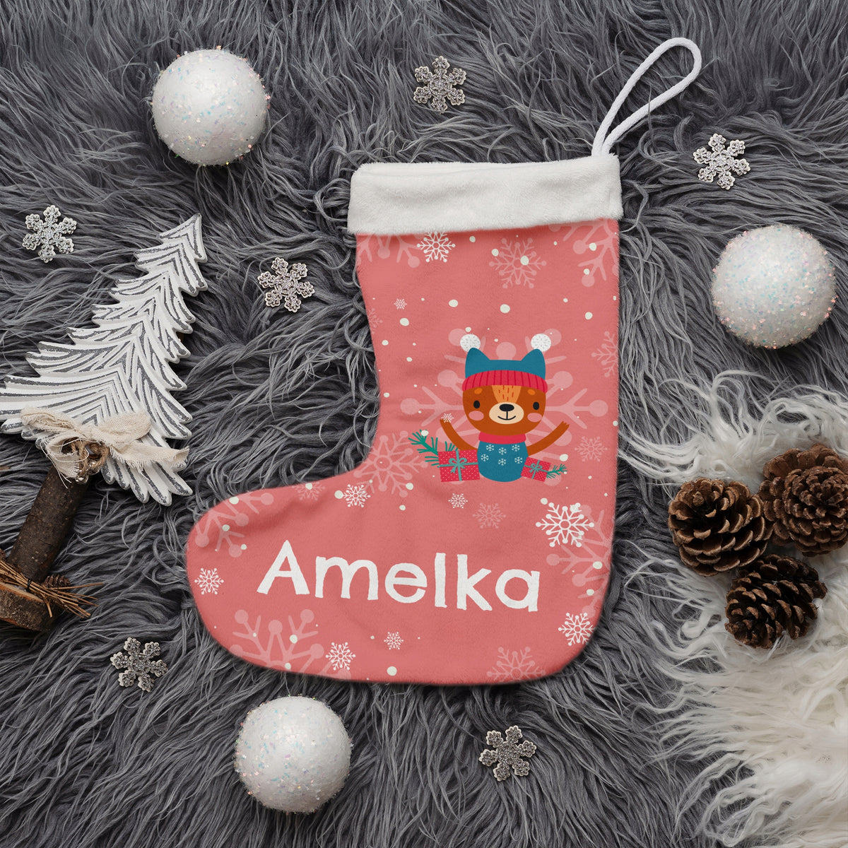 CHRISTMAS SOCK WITH NAME FOR GIFTS SOCKS FOR FIREPLACE Manufacturer code SKARPETA ŚWIĄTECZNA MEDIA DESIGN 2