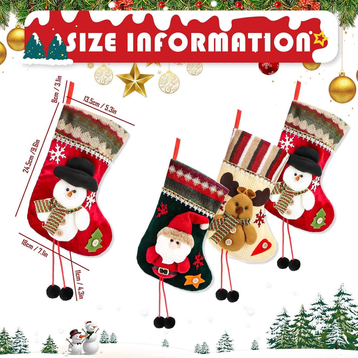 CHRISTMAS SOCKS 3 PIECES LARGE HANGING CHRISTMAS SANTA CLAUS Brand no brand