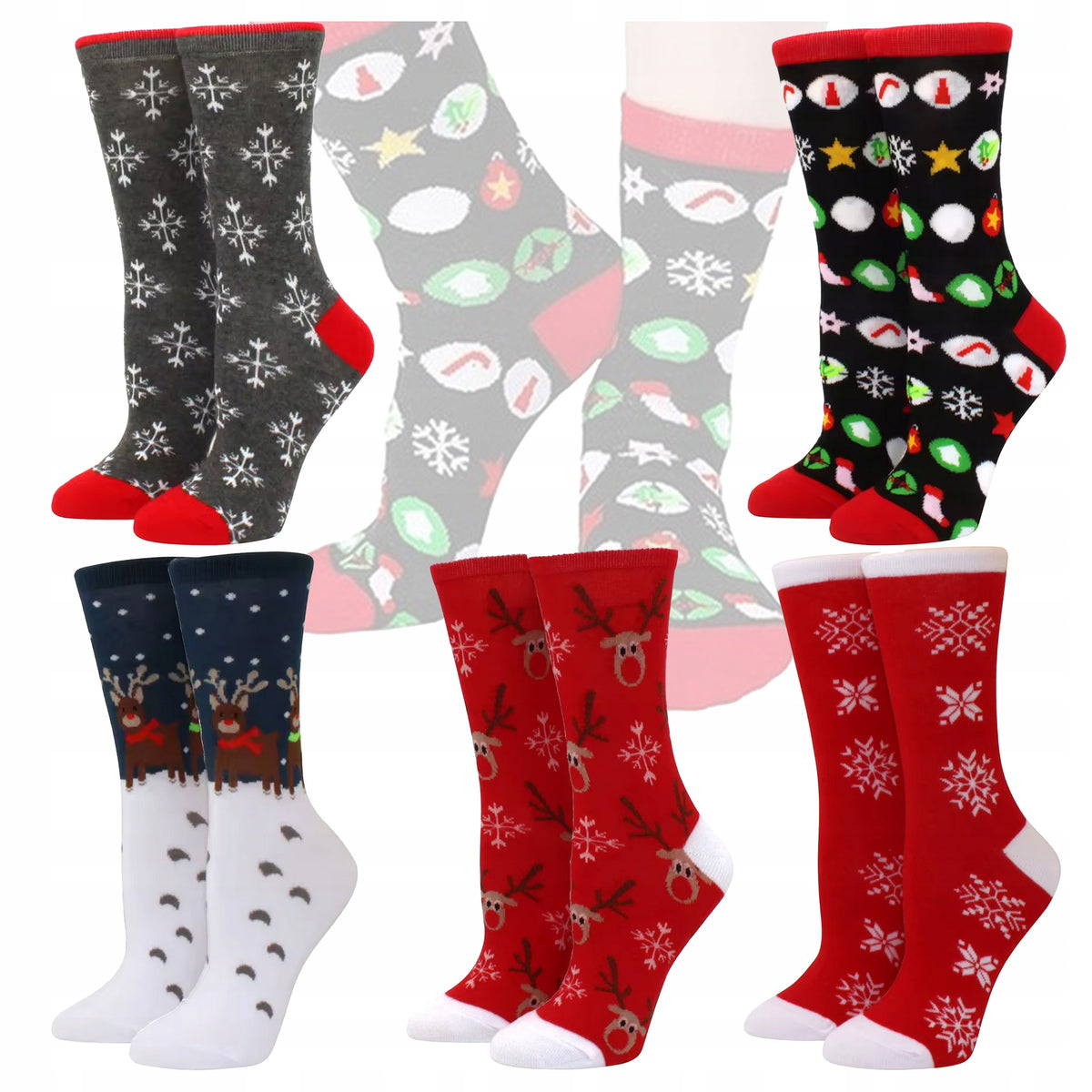 CHRISTMAS SOCKS COTTON SOCKS FOR CHRISTMAS UNISEX 5 PAIRS SIZE 37-43 Brand ADGO