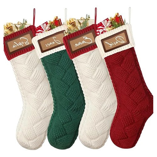 CHRISTMAS SOCKS KNITTED PERSONALIZED 46 CM SET OF 4 PCS.