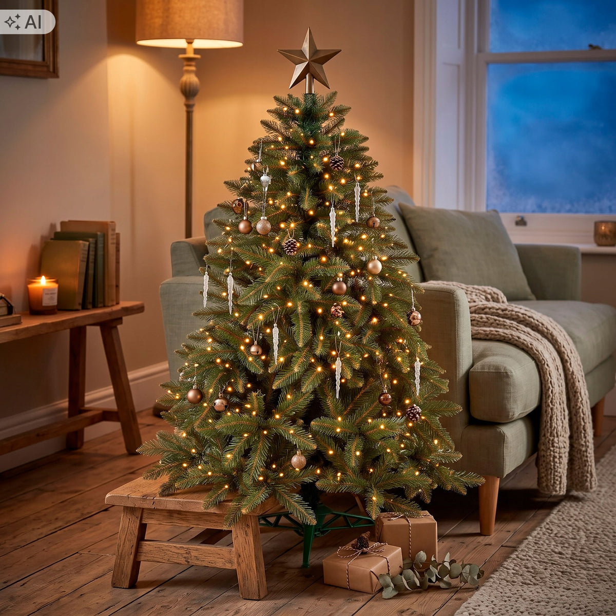 CHRISTMAS TREE ARTIFICIAL CAUCASIAN SPRUCE 120 cm natural as living PREMIUM + FREEBIE Brand Springos