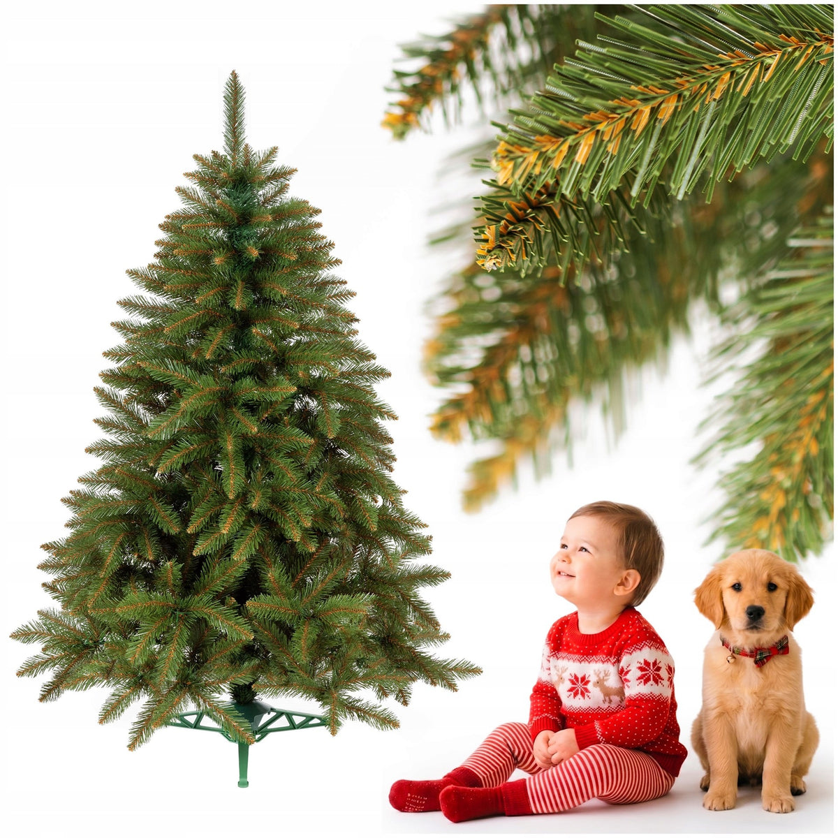 CHRISTMAS TREE ARTIFICIAL CAUCASIAN SPRUCE 150 cm natural as living PREMIUM FREEBIE