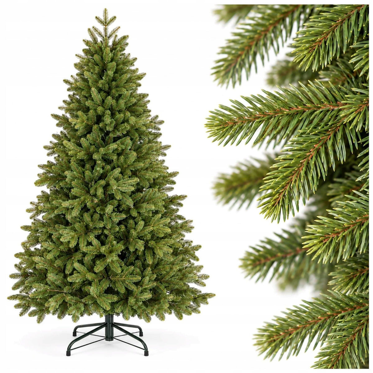 CHRISTMAS TREE ARTIFICIAL FIR PREMIUM DENSE 180cm STAND FULL PE 100% SILICONE