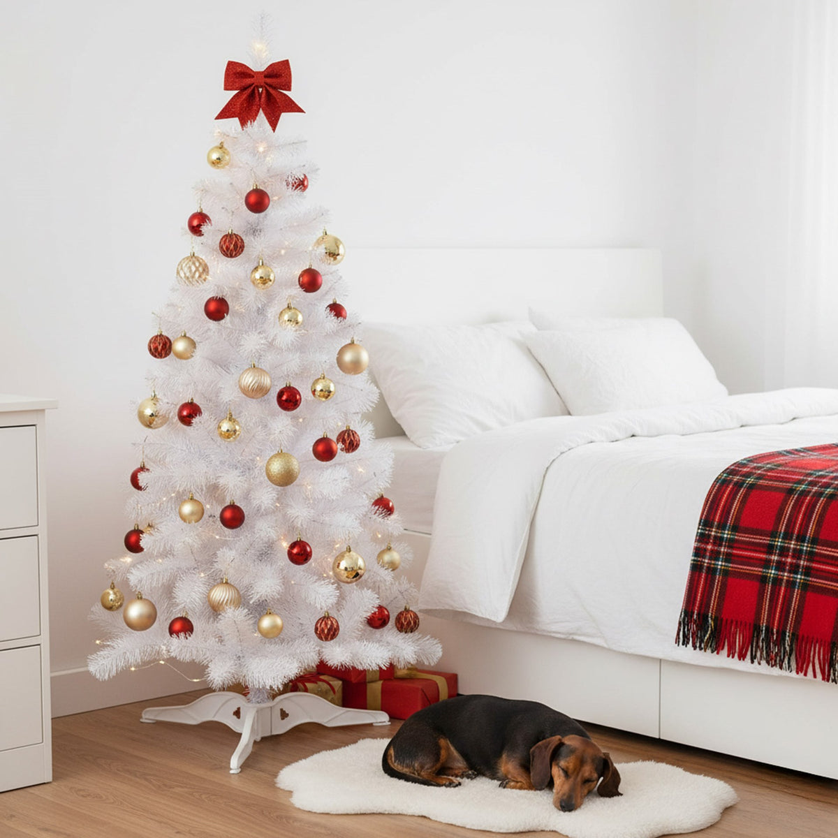 CHRISTMAS TREE ARTIFICIAL FIR WHITE DENSE 180 cm STAND SPRUCE PINE LIVE + FREEBIE Brand Springos