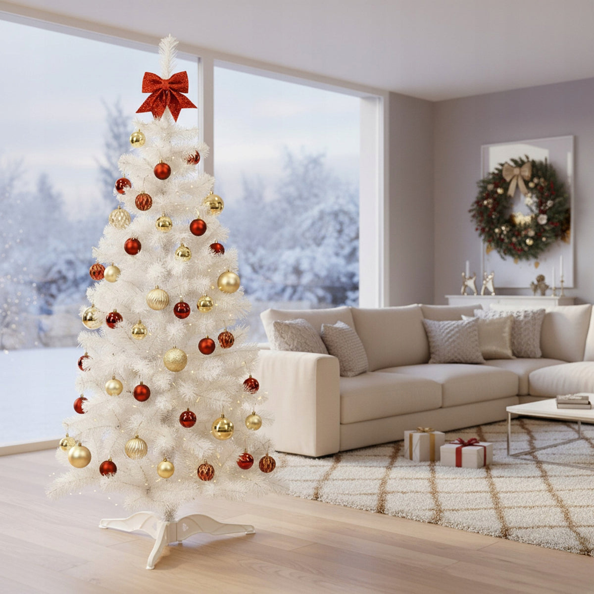 CHRISTMAS TREE ARTIFICIAL FIR WHITE DENSE 180 cm STAND SPRUCE PINE LIVE + FREEBIE Packaging status original