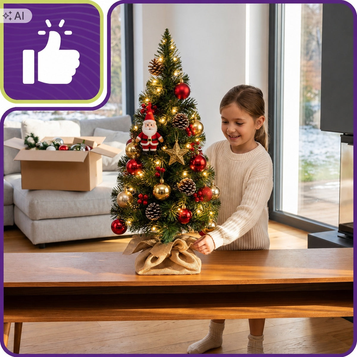 CHRISTMAS TREE ARTIFICIAL PINE GREEN AS LIVE DENSE FOR DESK PE PREMIUM 65 cm Packaging status original