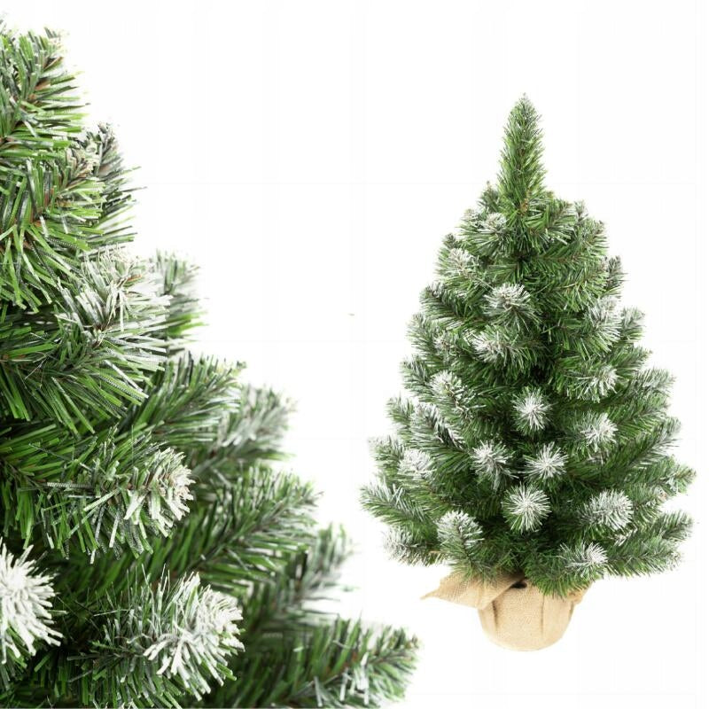 CHRISTMAS TREE ARTIFICIAL SMALL CHRISTMAS TREE DIAMOND PINE 60 CM JUTE PREMIUM SNOW-COVERED