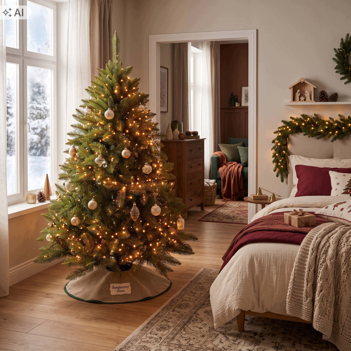 CHRISTMAS TREE ARTIFICIAL SPRUCE SCANDINAVIAN Caucasian DENSE 180cm FREEBIE Brand Springos