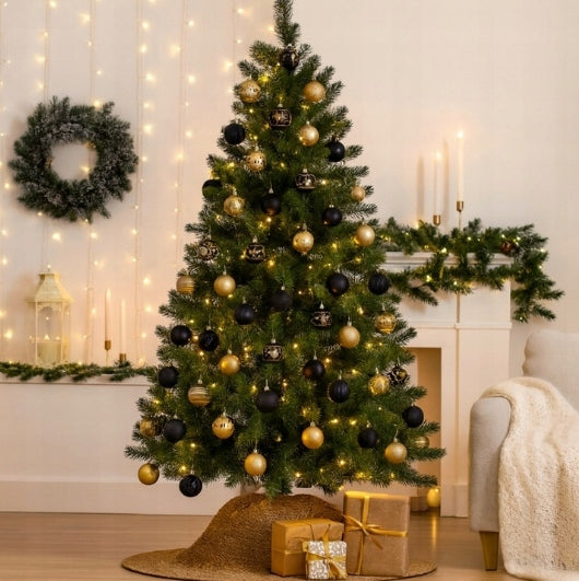 CHRISTMAS TREE BAUBLE SET BLACK GOLD 30PCS UNBREAKABLE CHRISTMAS BAUBLES Manufacturer code Bombki Ozdoby Zawieszki Choinkowe Świąteczne