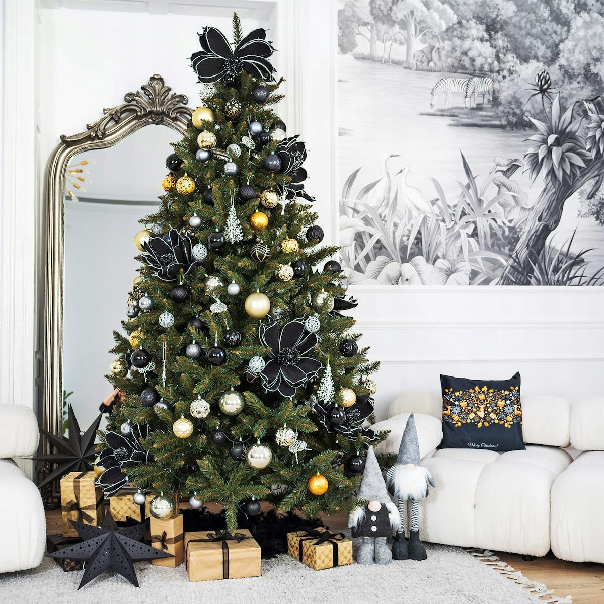 CHRISTMAS TREE BAUBLES 8cm UNBREAKABLE BLACK MIX 30pcs CHRISTMAS TREE ORNAMENTS Brand Springos
