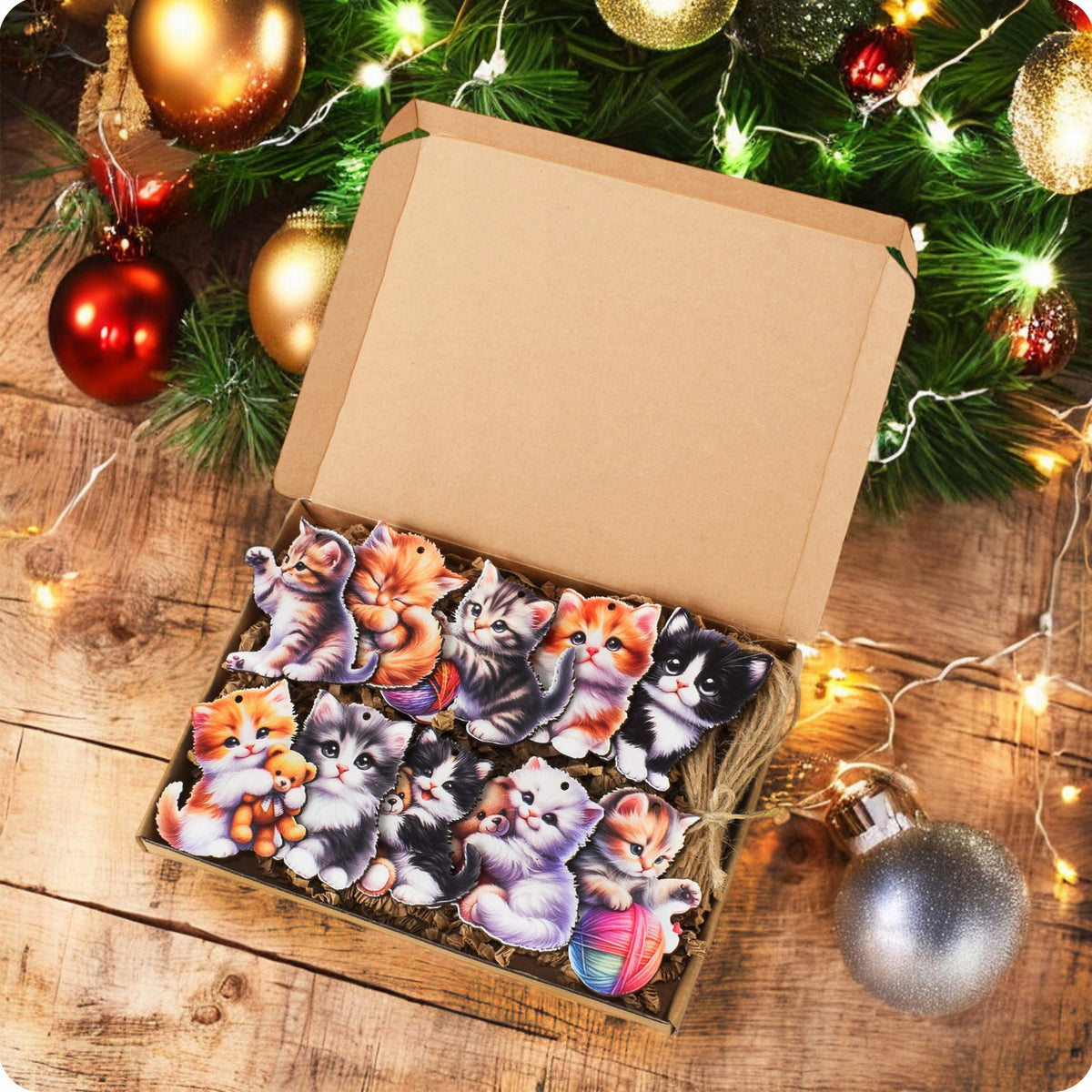CHRISTMAS TREE BAUBLES CATS GIFT GIRLFRIEND WIFE HOLY DECORATION KITTY Packaging status original