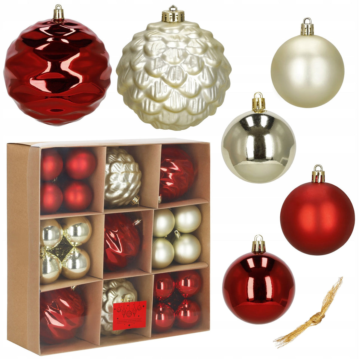 CHRISTMAS TREE BAUBLES CHRISTMAS TREE BAUBLE 37PCS SET UNBREAKABLE PENDANT Brand Springos