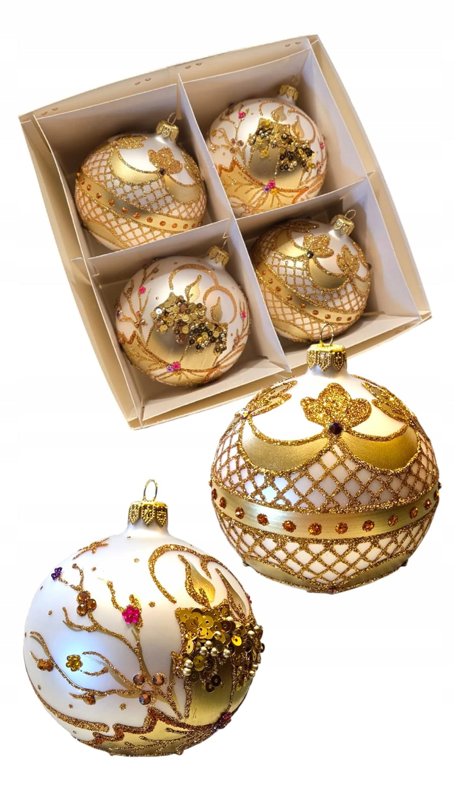 CHRISTMAS TREE BAUBLES GLASS HAND PAINTED 10 cm.