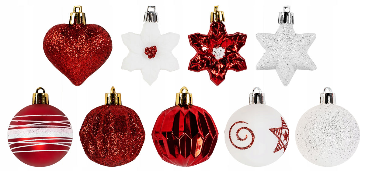 CHRISTMAS TREE BAUBLES LARGE SET DECORATIONS RED XXL Brand Tutumi