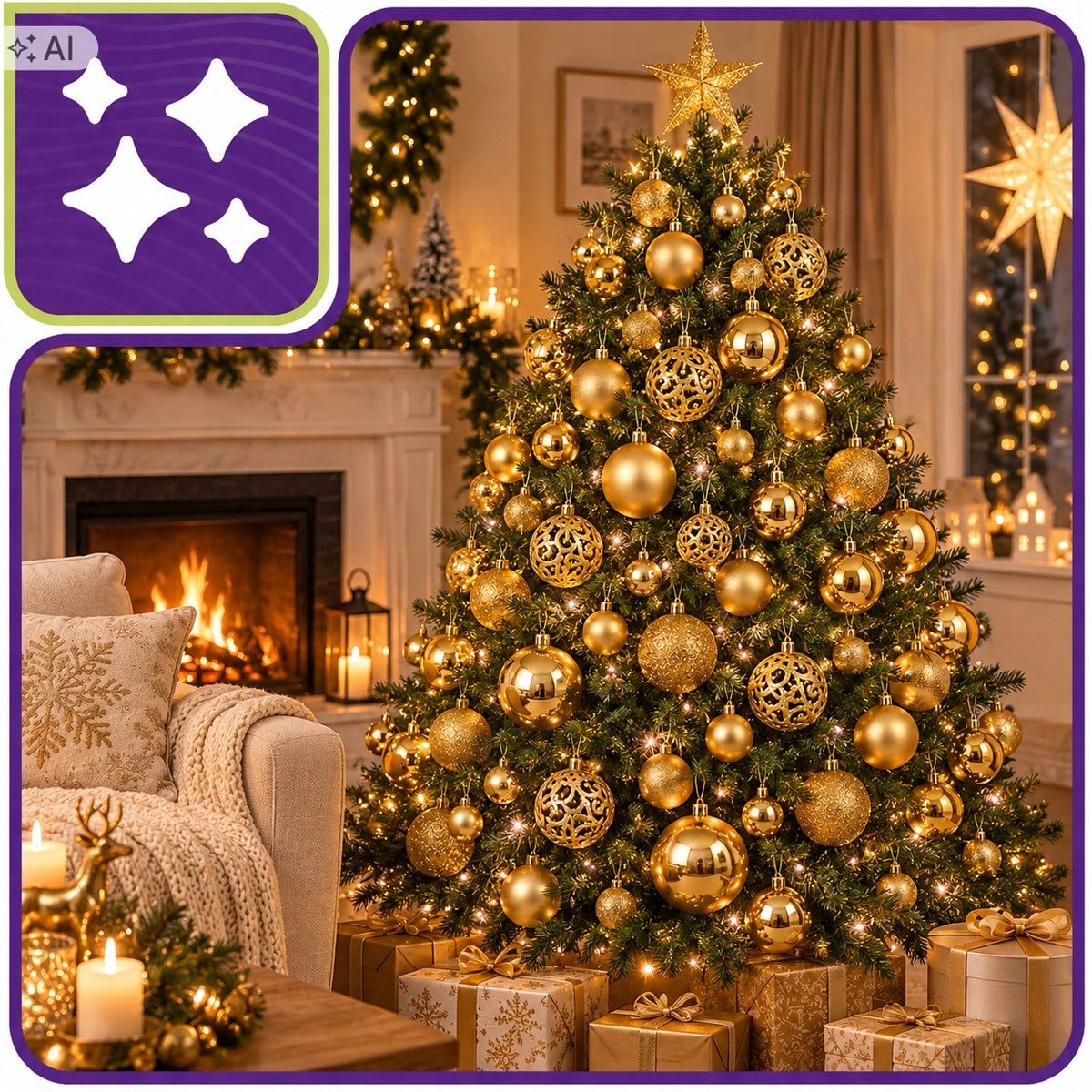 CHRISTMAS TREE BAUBLES PLASTIC 100 EL SET CHRISTMAS DECORATIONS LARGE GOLD XXL Packaging status original