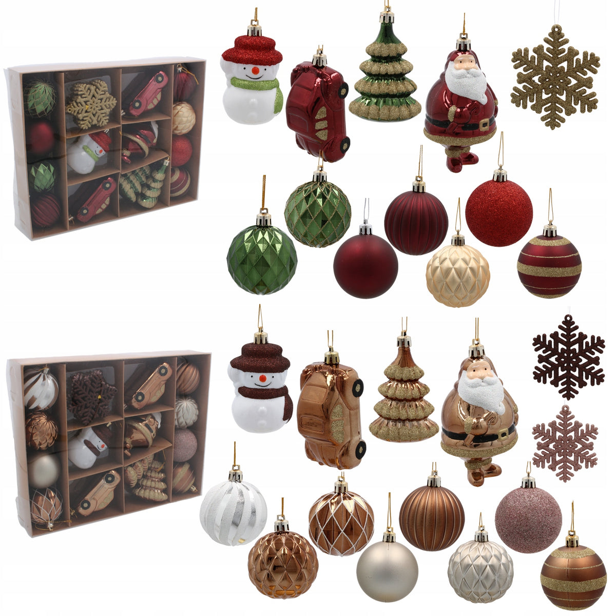 CHRISTMAS TREE BAUBLES SET OF 20 CHRISTMAS DECORATIONS BROWN / BURGUNDY