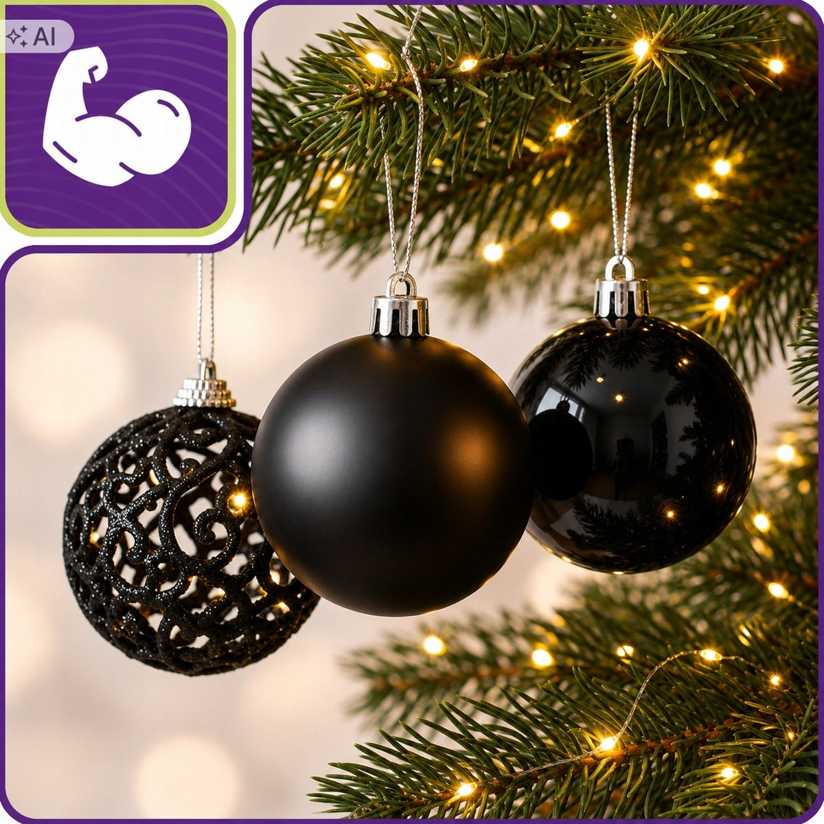 CHRISTMAS TREE BAUBLES SET XXL 100 PIECES SHATTERPROOF BLACK BAUBLES FOR CHRISTMAS TREE Manufacturer code OZDOBY CHOINKA BOŻONARODZENIOWE ŚWIĄTECZNE