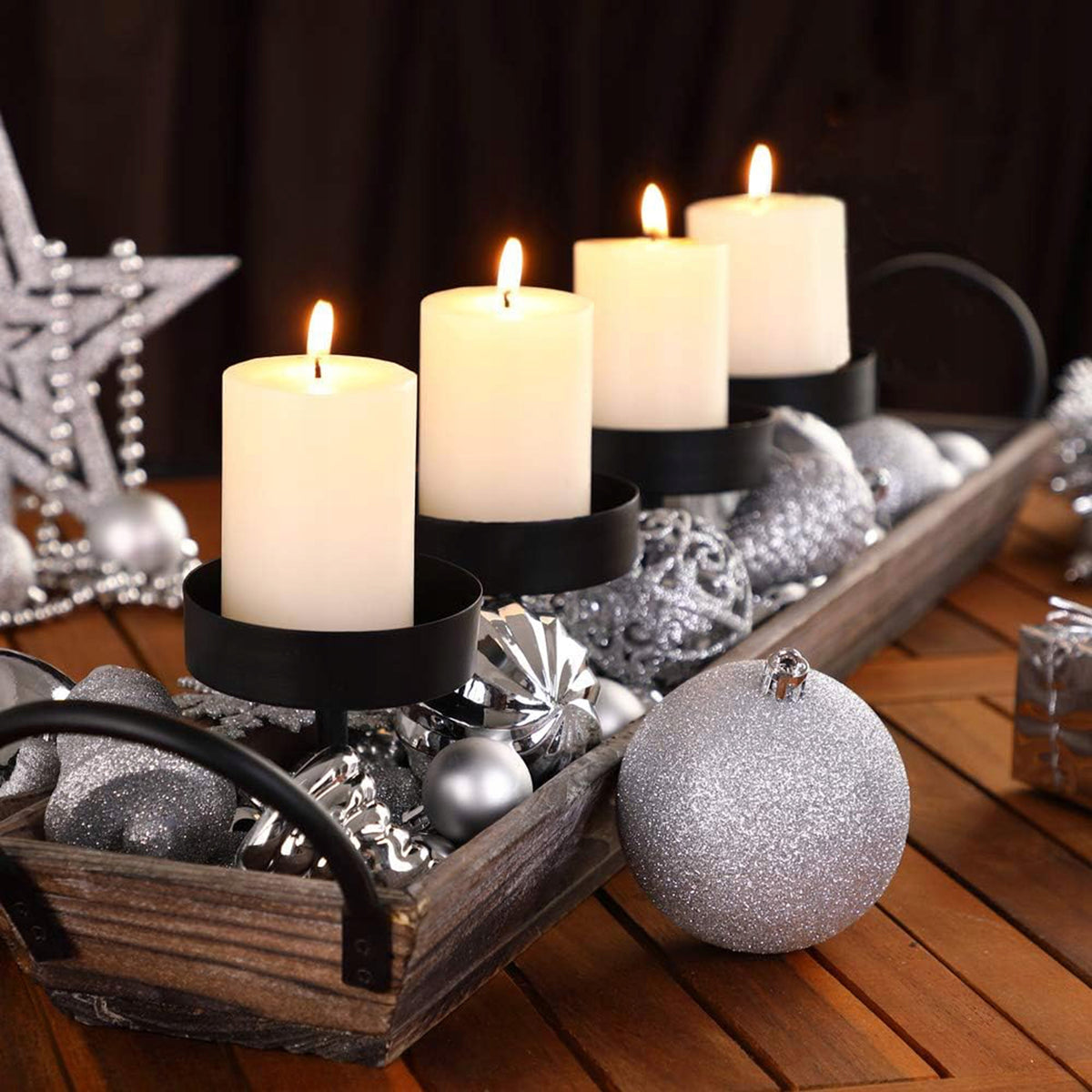 CHRISTMAS TREE BAUBLES SET XXL SILVER 100 pcs 6/ 4/ 3 cm + STAR Manufacturer code CHRISTMASS_BALLS_101 Bańki ozdoby świąteczne