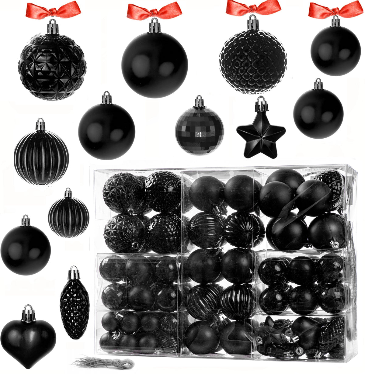 CHRISTMAS TREE BAUBLES UNBREAKABLE PATTERNS 120 PIECES LARGE SET XXL CHRISTMAS