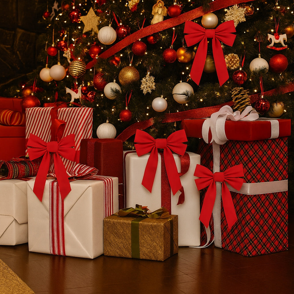 CHRISTMAS TREE BOWS GIFT RED 23x33 cm GIFT DECORATION ORNAMENTS XXL Manufacturer code KOKARDA007