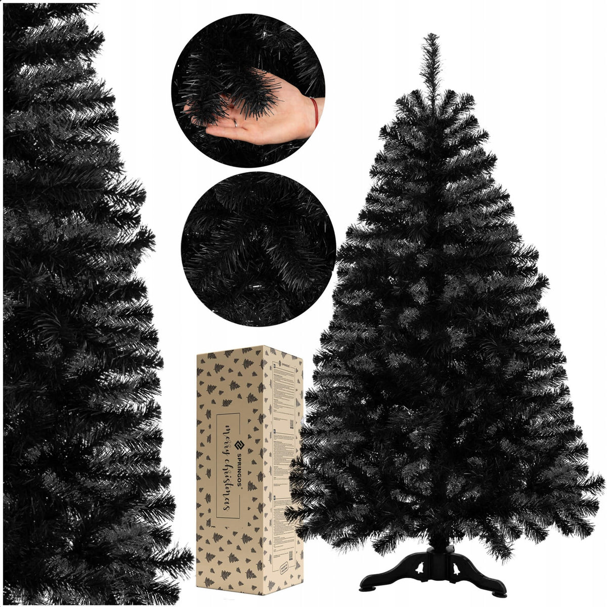 CHRISTMAS TREE FIR BLACK DENSE ARTIFICIAL DELUXE 150cm PREMIUM AS LIVE + FREEBIE