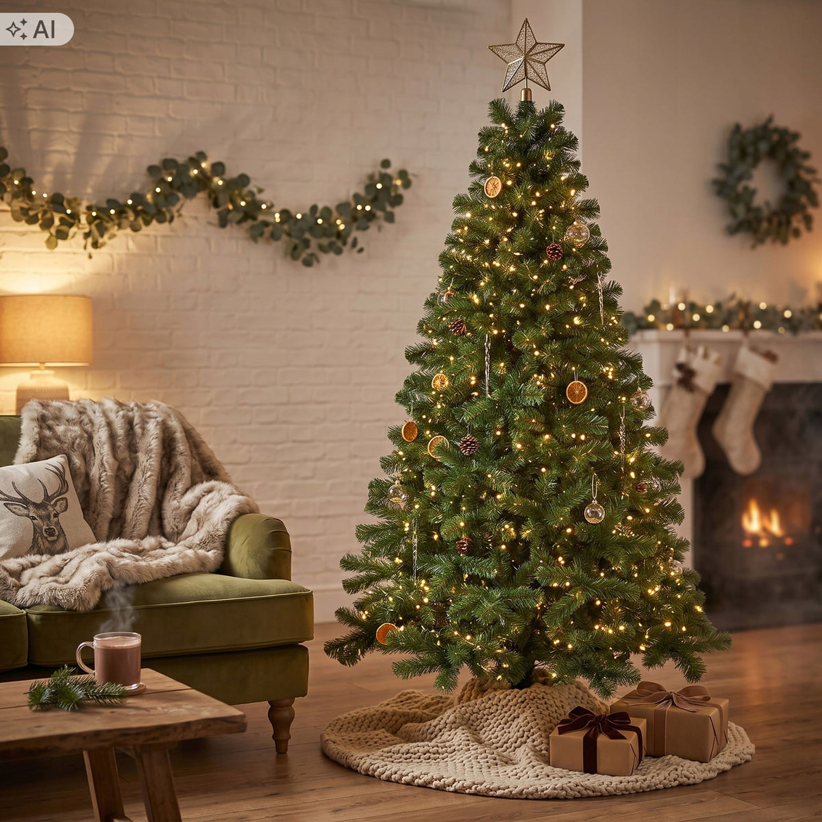 CHRISTMAS TREE FIR GREEN DENSE ARTIFICIAL 180cm STAND PREMIUM LIKE LIVE + FREEBIE Brand Springos