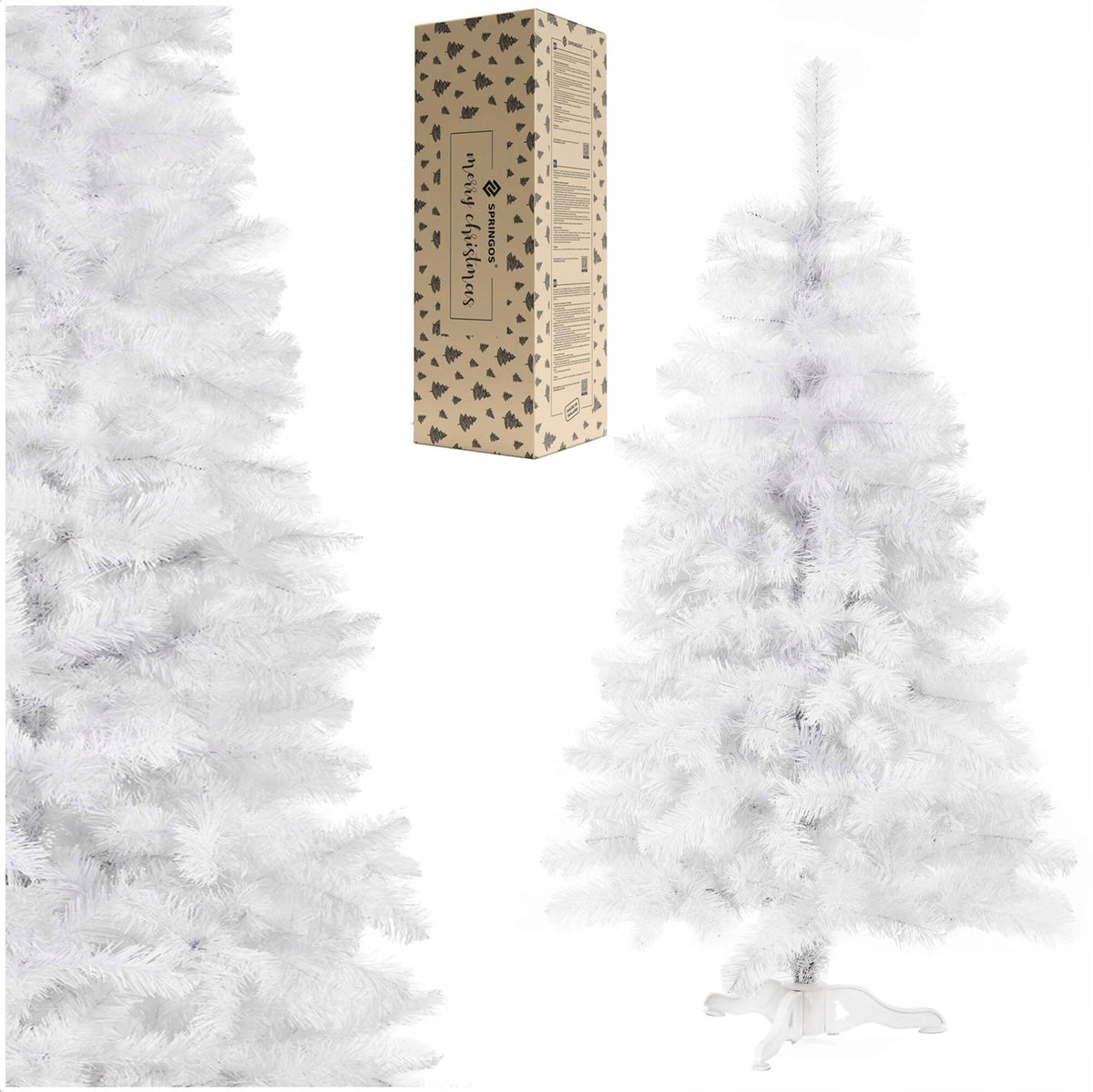 CHRISTMAS TREE FIR WHITE DENSE ARTIFICIAL DELUXE 150cm PREMIUM AS LIVE + FREEBIE