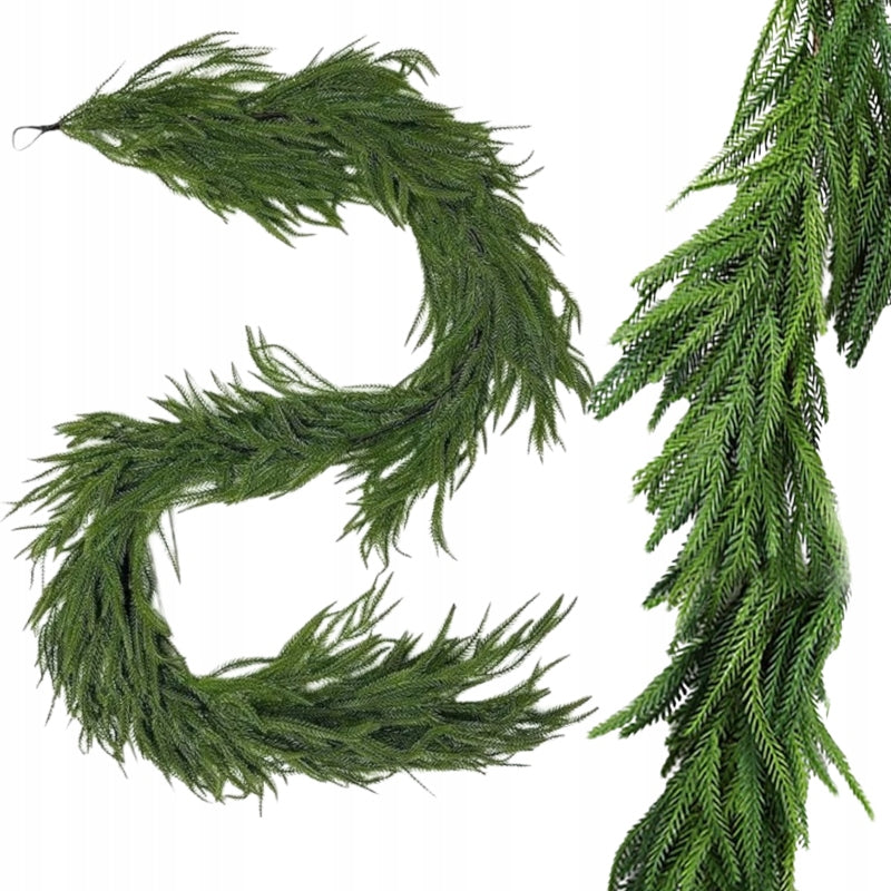 CHRISTMAS TREE GARLAND FOR RAILING TWIGS LONG GREEN 180 CM