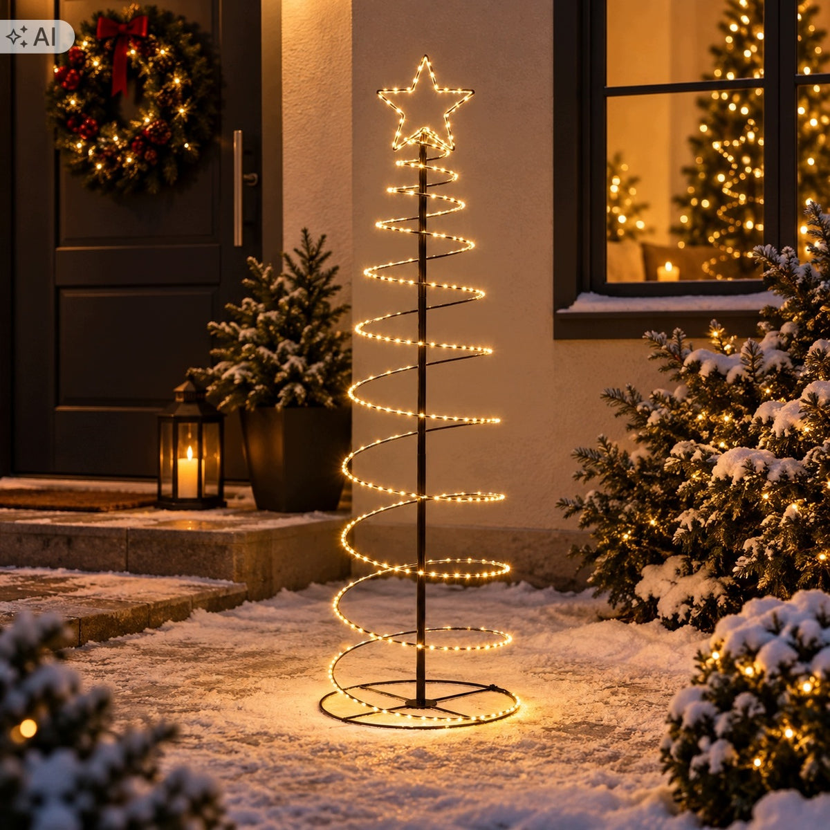 CHRISTMAS TREE GLOWING HOME GARDEN WITH STAR SPIRAL LED LIGHT DECORATION Packaging status original