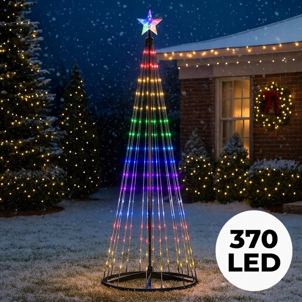 CHRISTMAS TREE LARGE OUTDOOR XL 230 cm 370 LED TIMER KEMA GARDEN MULTICOLOR EAN (GTIN) 8718964253401