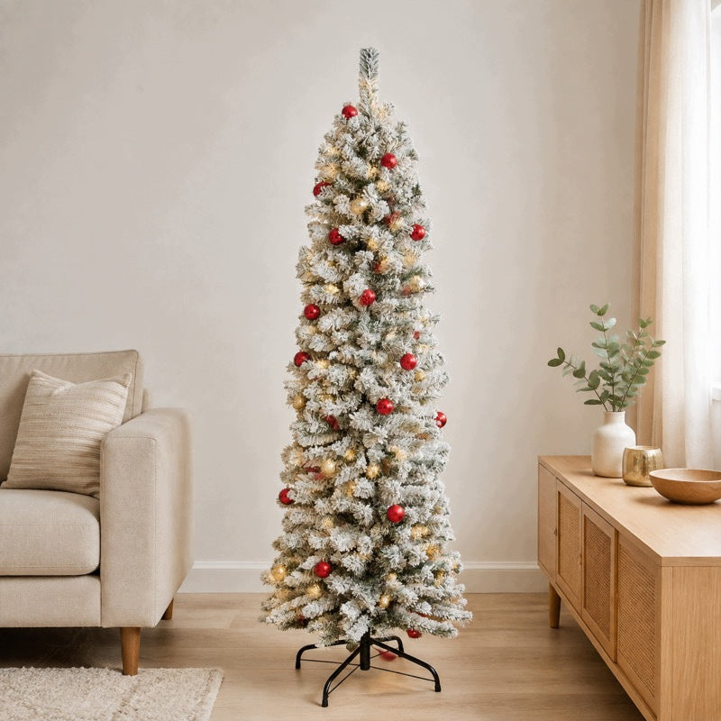 CHRISTMAS TREE SLIM SNOW-COVERED ARTIFICIAL NARROW CONICAL CHRISTMAS PREMIUM 180CM Packaging status original