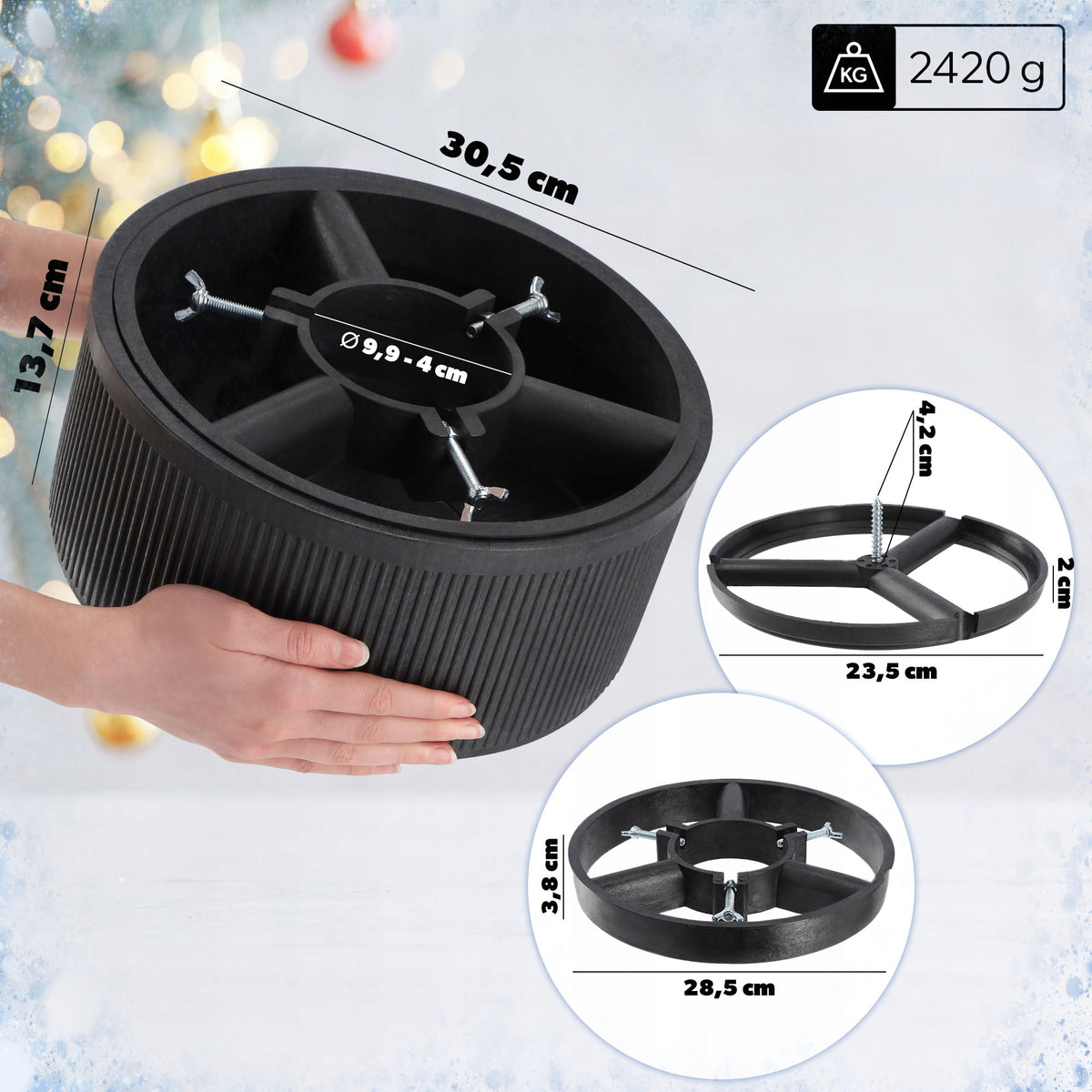 CHRISTMAS TREE STAND CHRISTMAS TREE CONTAINER 5 L FOR TREE 1,5 m GRAPHITE Brand Kadax