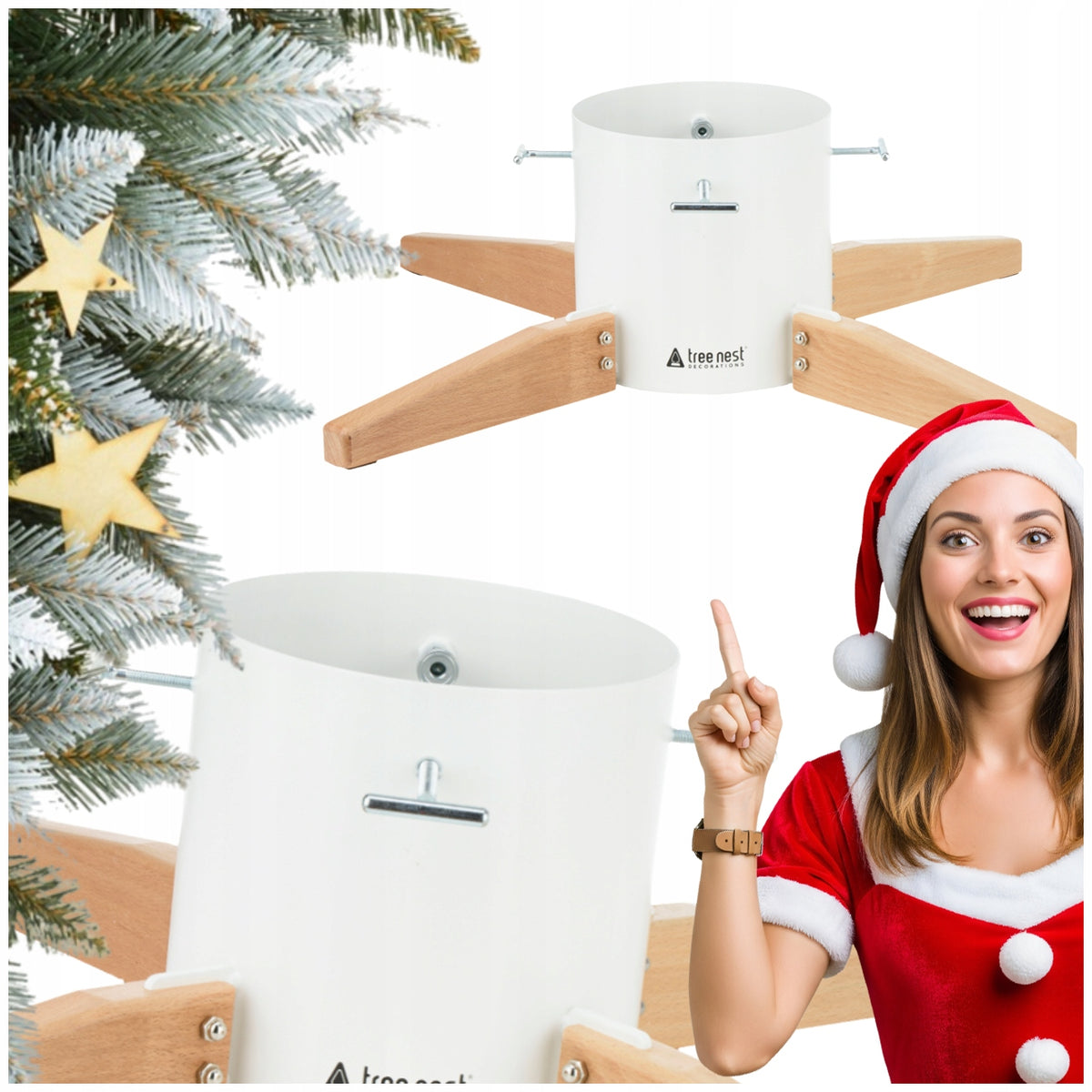 CHRISTMAS TREE STAND WITH WATER CONTAINER 3,2 L WHITE SOLID STABLE
