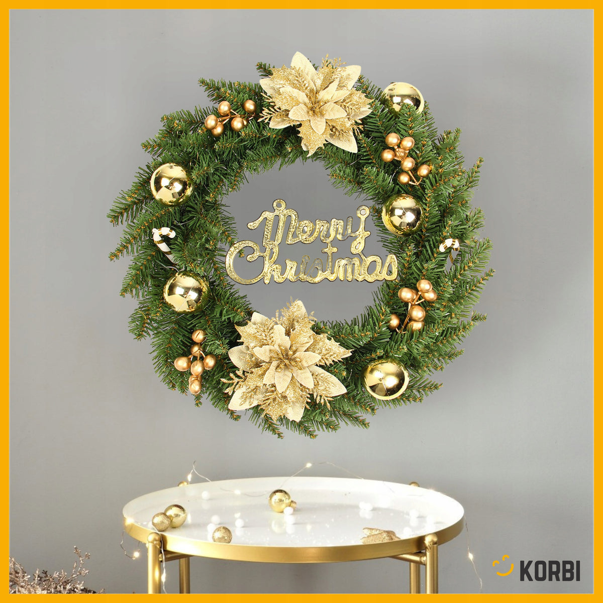 CHRISTMAS WREATH ELEGANT CHRISTMAS DECORATION GOLD WZ3 40CM Brand Korbi