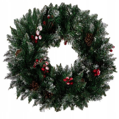 CHRISTMAS WREATH FOR DOOR DECORATIVE ORNAMENT 45CM SNOW-COVERED