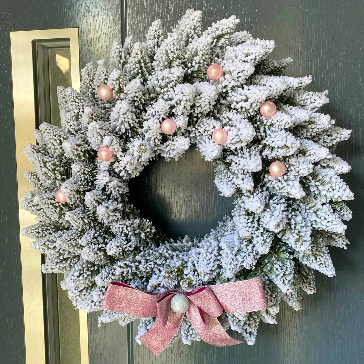 CHRISTMAS WREATH FOR DOOR LARGE SNOW-COVERED REED FOR HANGING 50 cm Brand no brand