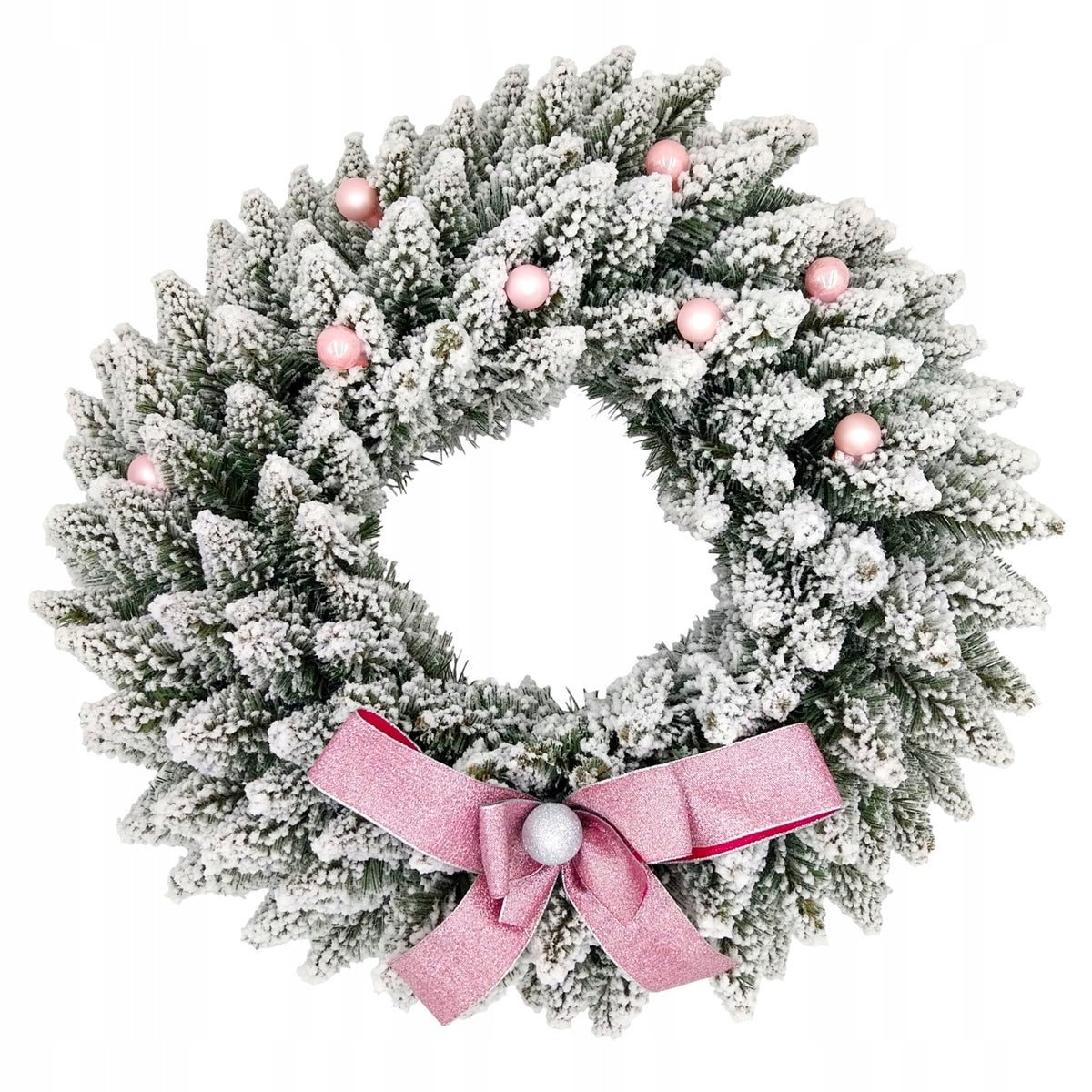CHRISTMAS WREATH FOR DOOR LARGE SNOW-COVERED REED FOR HANGING 50 cm