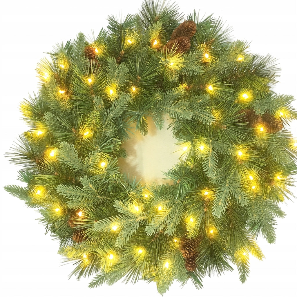 CHRISTMAS WREATH FOR DOORS DENSE GREEN WITH CONES 60 CM Packaging status original