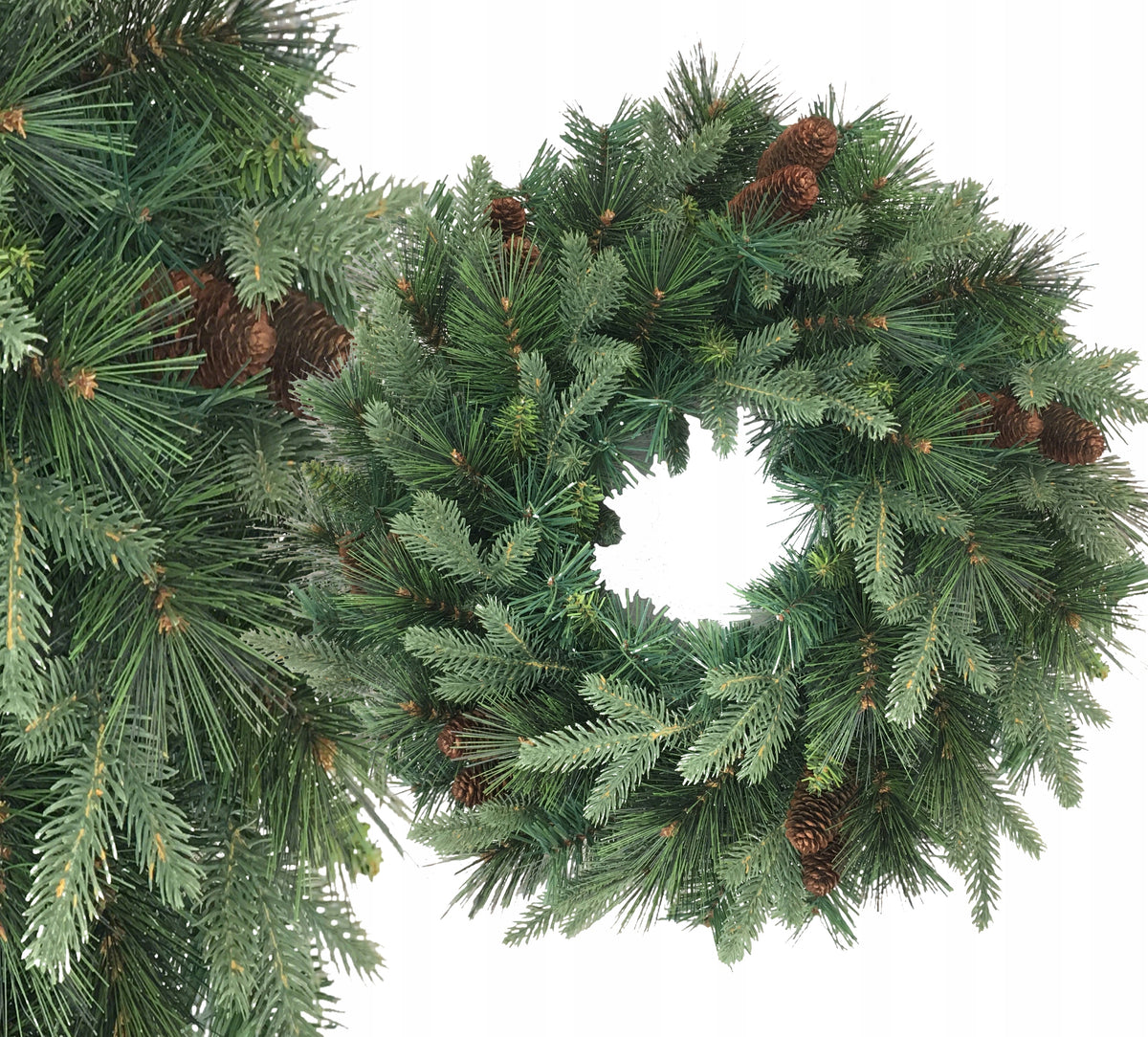 CHRISTMAS WREATH FOR DOORS DENSE GREEN WITH CONES 60 CM