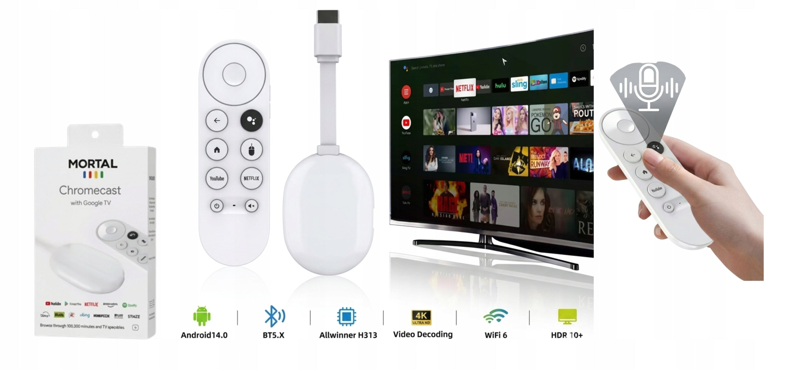 CHROMECAST PLAYER GOOGLE ANDROID SMART TV BOX HDMI Wi-Fi 2/16GB