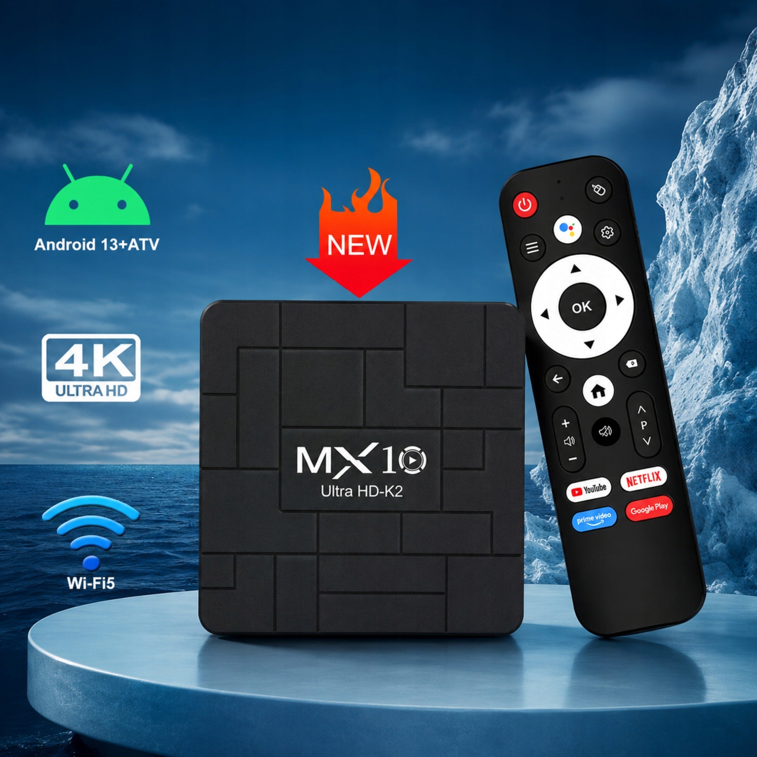 CHROMECAST PLAYER SMART TV BOX ANDROID 13 4K 2GB 16GB WIFI 6 Packaging status original