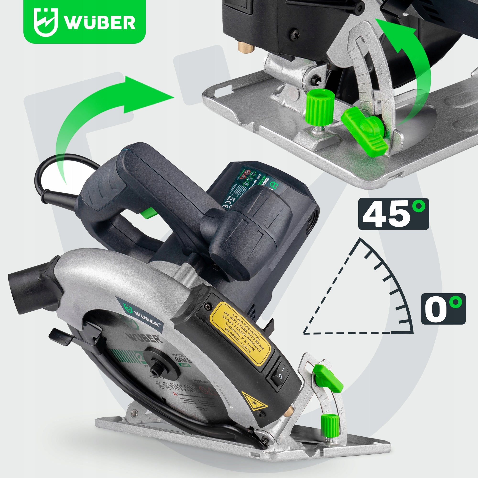 CIRCULAR SAW HAND SAW FOR WOOD WITH LASER 2400 IN STRONG Brand Wuber