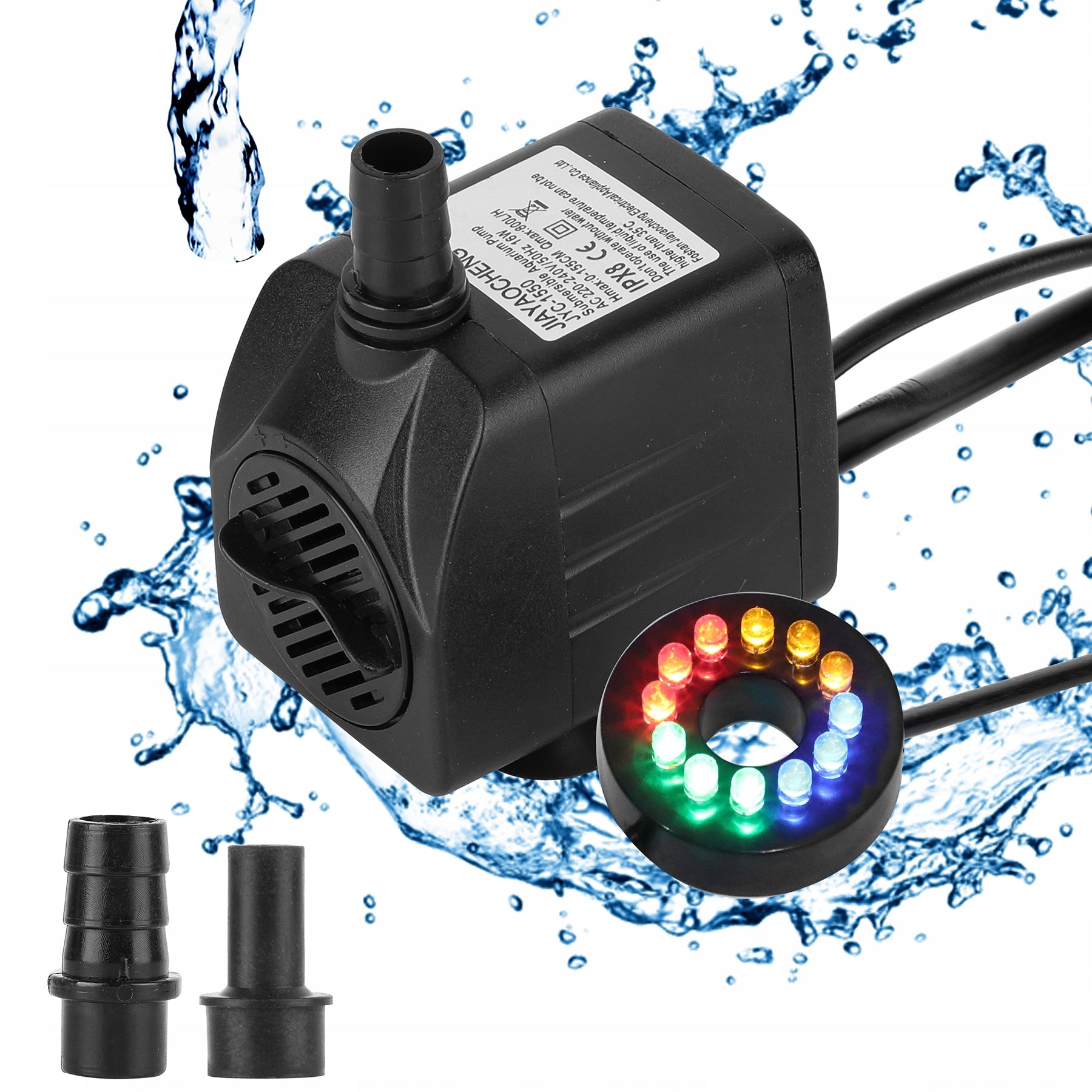 CIRCULATING PUMP FOR POND WATER FOUNTAIN CASCADE 500l/h 12 LED