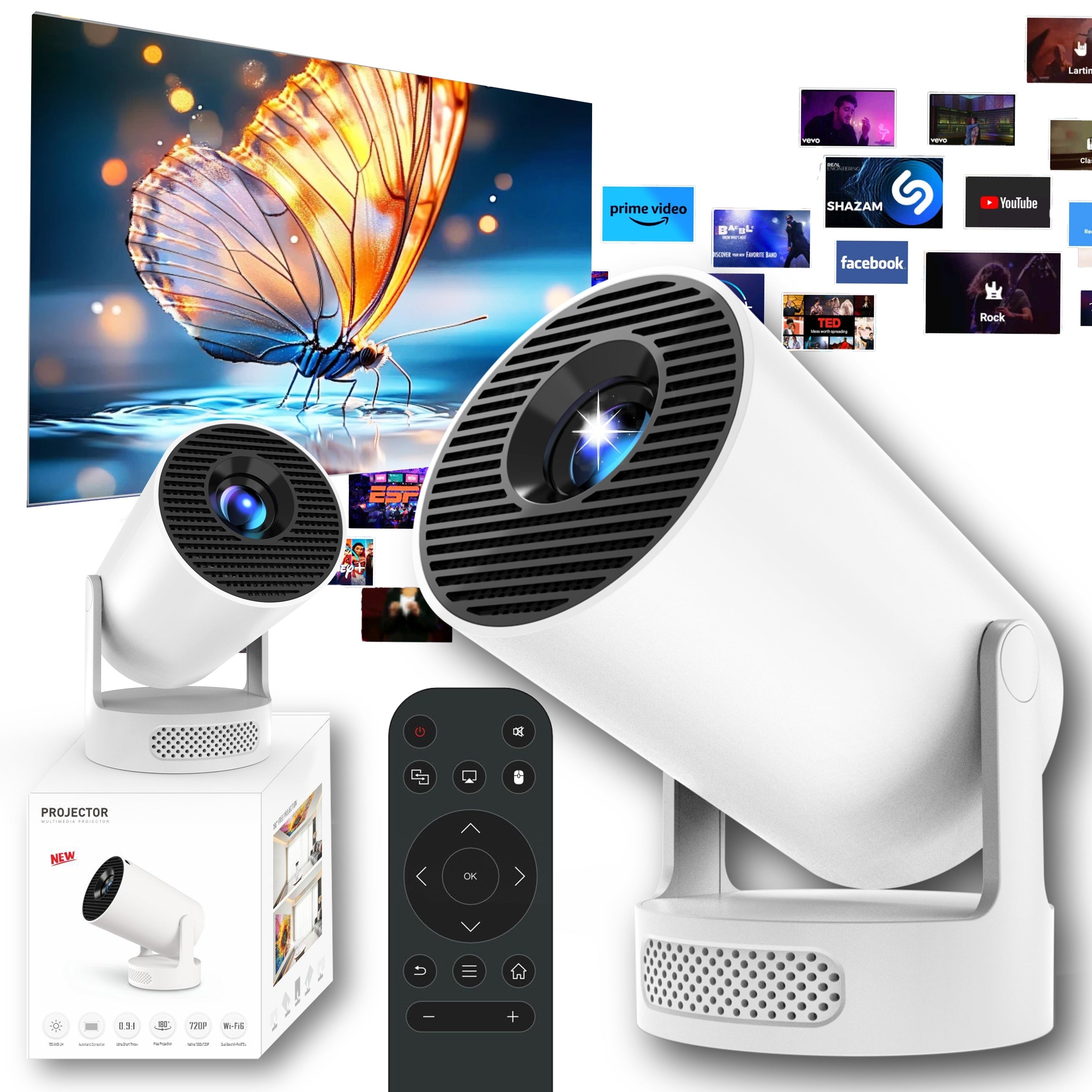 CIRON HY300 Ultra Multimedia Projector Android WiFi6 LED Image Correction