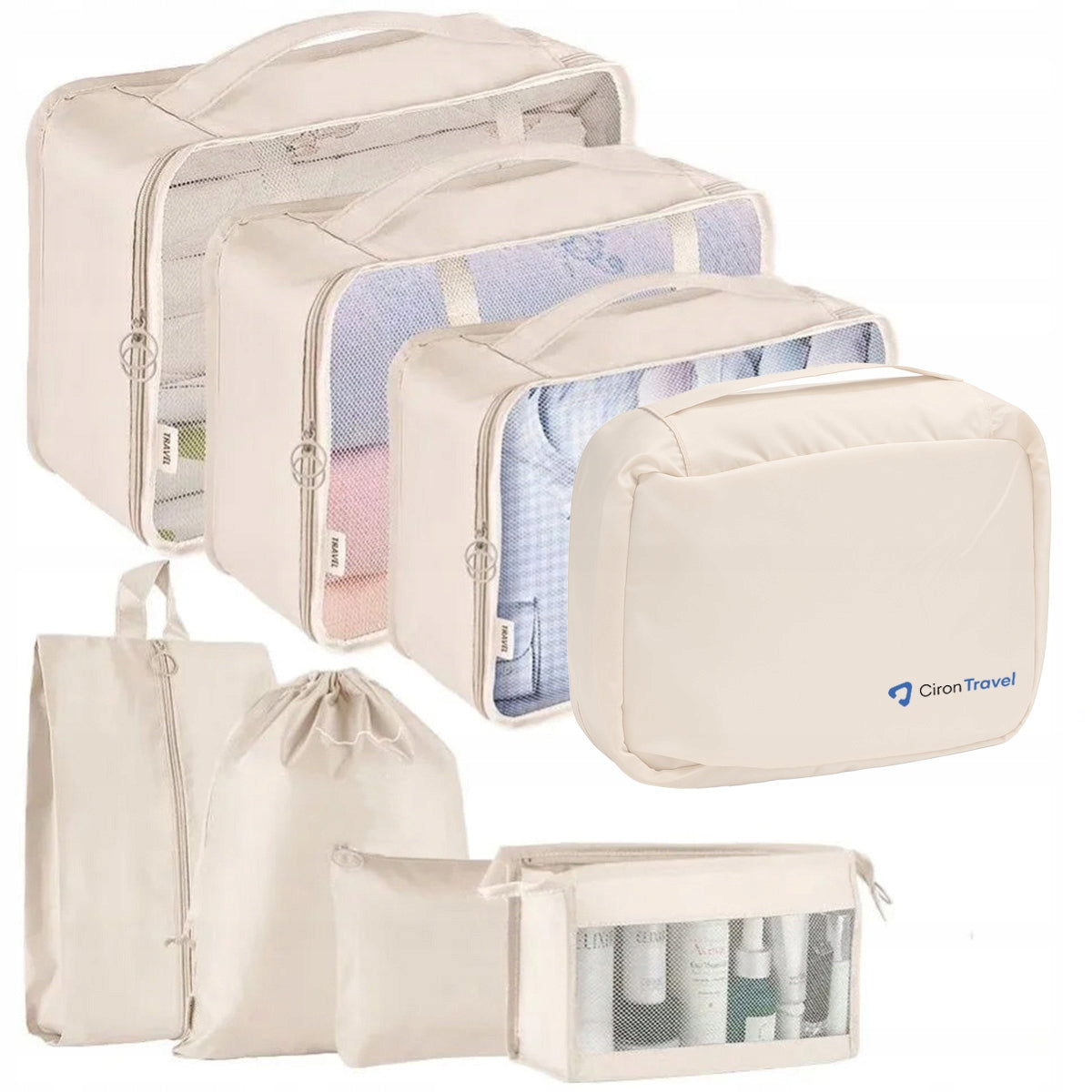 CIRON TRAVEL ORGANIZER SET for backpack case 8 el. Beige
