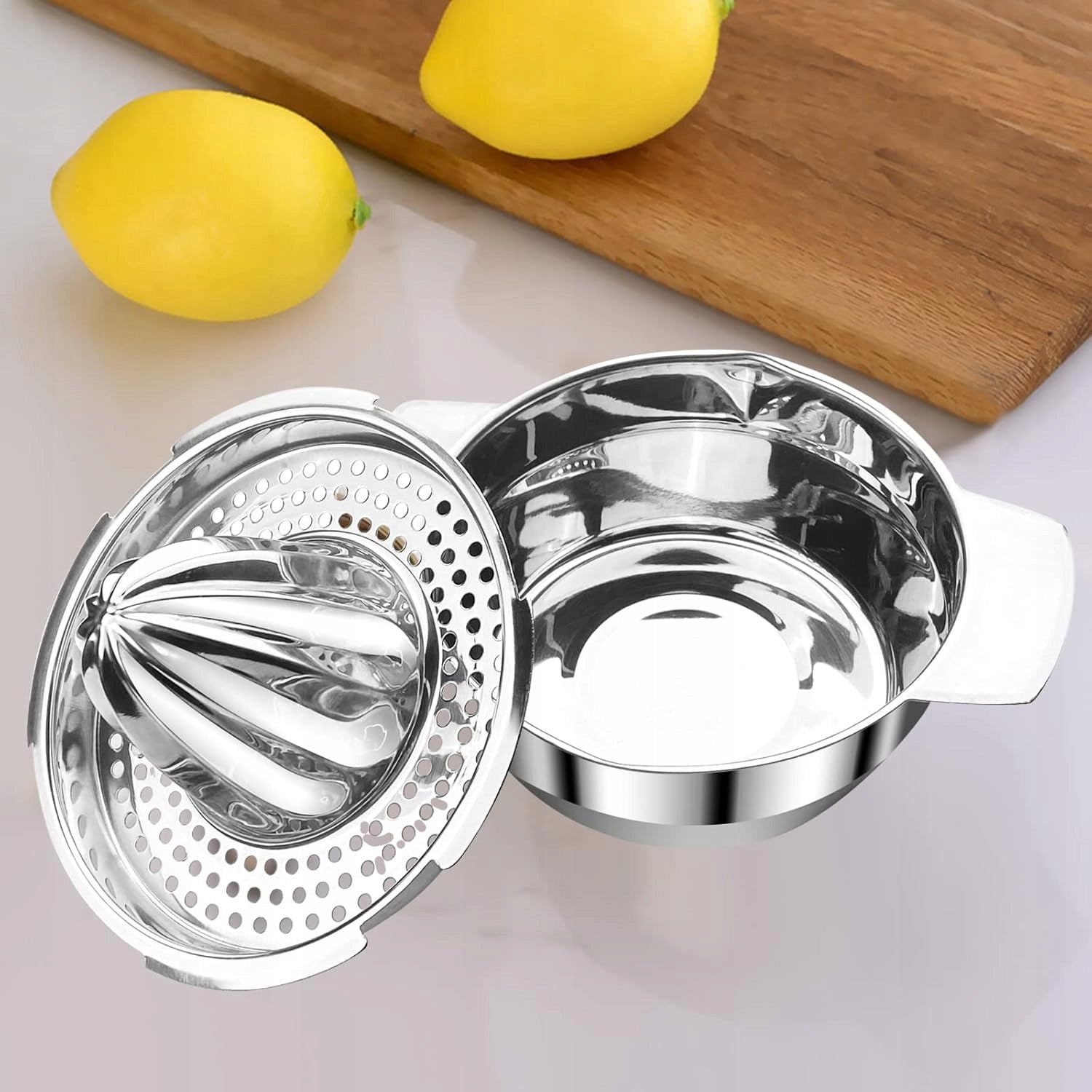CITRUS JUICER HANDHELD STAINLESS STEEL HANDHELD SILVER DURABLE Dominant color clear