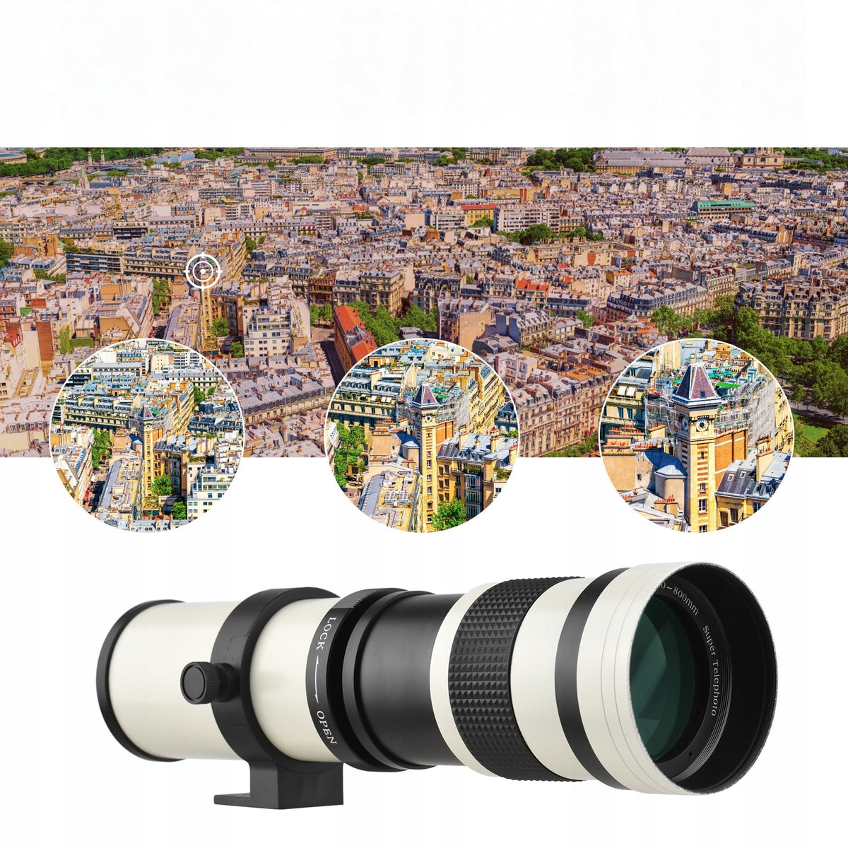 CL015 Camera Super Telephoto Lens + T-Mount Adapter Zestaw do Canon Biały Manufacturer code T2-EOS