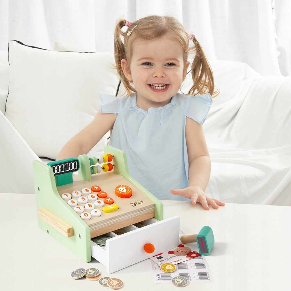 CLASSIC WORLD Wooden Shop Cash Register for Children Kid's age 0＋