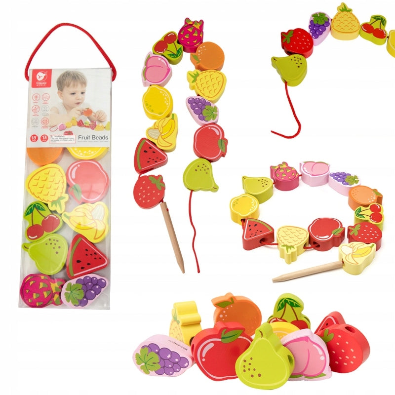 CLASSIC WORLD Wooden Threading Blocks Fruit 13 el.