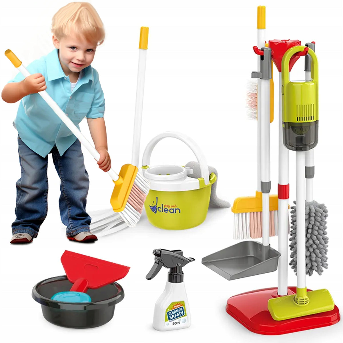 CLEANING KIT ELECTRONIC VACUUM CLEANER FOR CHILDREN MOP BUCKET MATADI